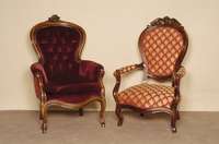 Armlehnsessel, deutsch, um 1860, SpÄtbiedermeier, Mahagoni massiv, leicht gebogene FÜße, Armlehnen z.T. gepolstert, gebogene RÜckenlehne, ...