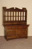 Tellerboard, deutsch, um 1910, Eiche massiv, Unterteil mit 2 TÜren und Schubladen, mit original BeschlÄgen, Oberteil mit Ablage fÜr Teller, ...