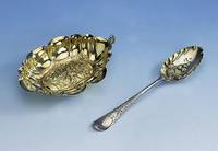 ProbierlÖffel, England/London um 1820/30, 925er Silber (Reste alter Vergold.) in Laffe FrÜchtedekor graviert und punziert, sogen. 2. Barock, ...