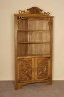 Eckschrank, deutsch, um 1900, Jugendsil, Eiche massiv, RÜckwand z.T. Hartholz/Weichholz , BekrÖnung mit typisch durchbrochener ...