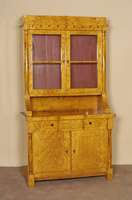 KÜchen- bzw. Eßzimmerschrank, deutsch, um 1920, Biedermeierstil, Korpus Weichholz, Birkefurnier, Schrank aus mehreren alten Teilen aufgebaut, ...