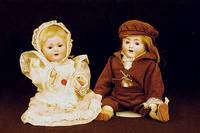 Porzellankopfpuppe, Alt, Beck & Gottschalck, um 1930/40, Nr. 1361, MassegliederkÖrper, blaue Paperweightaugen, diese l. defekt, offener Mund, 2 ...