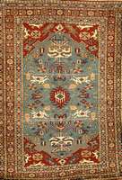 Schirwan, Russland, ca. 50 Jahre, Wolle auf Baumwolle, ca. 197 x 140 cm, Schätzwert: 950.- EURO, EHZ: 3. Schöne frische Farbgestaltung.