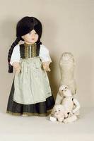 Porzellankopfpuppe, Puppenkopf und LederkÖrper deutsch, um 1890-1925, Armand Marseille 320 4/0, ohne Augen und PerÜcke, MassekÖrper l. besch., ...