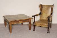 Couchtisch, Kolonialstil, im Stil von 1910, Teakholz massiv, 2 Schubladen, Beine leicht konisch, Gebrauchsspuren, praktisches MÖbel, stabil, ...