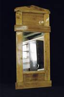 Kleiner Spiegel, um 1820, Biedermeier, helle Birke, Spiegel neu poliert und restauriert, Gebrauchsspuren, ca. 90x42 cm