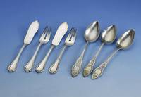 Fischbesteck fÜr 6 Personen, Frankreich um 1880, 950er Silber, Meistermarke Veuve Rissler & Carree, Paris, Nachf. Tetard, best. aus: 6 ...