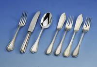 Fischbesteck fÜr 6 Personen, deutsch um 1910, 800er Silber, Bruckmann & SÖhne, Heilbronn, graviert, reiner Jugendstil, best. aus: 6 Fischmesser ...