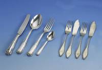 Fischbesteck fÜr 6 Personen, deutsch um 1900, 800er Silber, Kordelverzierung, best. aus: 6 Gabeln und 6 Messer, zus. ca. 545 g, Meistermarke ...