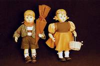 Hummelpuppe, Porzellan, 80er Jahre, Erster Schulgang, MÄdchen, Hum 521, im orig. Karton, H. ca. 35 cm, sammelwÜrdig