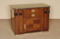 Kommode bzw. Halbschrank, um 1930/40, ArtDeco, Palisanderfurnier, graue Marmorabdeckplatte, FurnierschÄden, ohne SchlÜssel, ca. 74x101x56 cm