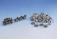 Hochzeitskutsche, Silber, gepr., 6-spÄnnig, 1 Silberdraht fehlt, RÄder bewegl., L. ca. 15 cm, rechter ZÜgel fehlt, originelle Arbeit wohl aus ...