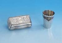 Schnupftabakdose, Silber innen vergoldet, deutsch/Österreich um 1850, Gew. ca. 115 g