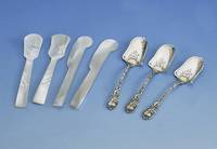6 EislÖffel, 950er Silber teilvergoldet, Frankreich, Paris um 1900, graviert, Vergoldung berieben, Meistermarke Gustave Maguet, Griffe mit ...