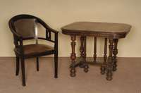Stuhlsessel, deutsch/Darmstadt/MÜnchen, um 1902/04, Jugendstil, Eiche massiv, elegante LinienfÜhrung, in sich geschwungen, leicht geschweift, ...