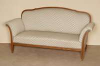 Sofa, deutsch/wohl WÜrttemberg, um 1902/06, Korpus Weichholz/Hartholz, Mahagonifurnier mit Fadenintarsien, RÜcken 3-fach geschwungen, geschweifte ...