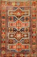 Fachralo Kazak , Georgien Westkaukasus, 19.J hd. Antik, Wolle auf Wolle, Naturfarben, Indig o blauer Fond, ca. 186 x 121 cm, SchÄtzwert: 6 000,- ...