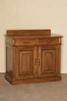 Halbschrank, deutsch, um 1880, GrÜnderzeit, Eiche massiv, auf KugelfÜßen, 2-tÜrig und Schubladen, kassettierte FÜllungen, SchlÖsser und ...
