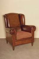 Ledersessel, im englischem Stil von 1920, sogenannter Wingchair, konische Beine, Schafslederbezug von bester QualitÄt, lose Kissen, karofÖrmiger ...