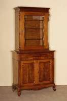 Aufsatzschrank, Holland, um 1860, Wilhelm III, sogenannte Bonheur, Korpus Eiche, Mahagonifurnier, Pyramidenmahagoni gespiegelt, symetrisch, ...