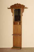 Flurgaderobe, deutsch, um 1910, Eiche massiv , z.T. furniert, SchirmstÄnder mit Tropfschale , Kammablage, Spiegel mit Facettenschliff, ca. 200x95x20 ...