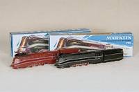 Stromlinienlok mit Tender, MÄrklin, 1969, Spur HO, Nr. 3089, rot, im orig. Karton, Fkt. nicht geprÜft, sammelwÜrdig, selten