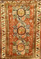 Kazak Tir-Gul Muster, Kaukasus, um 1890 ant ik, Wolle auf Wolle, ca. 213 x 144 cm, SchÄtzw ert: 5500.- EURO, EHZ: 4. Seltener Antiker Kau kase in ...