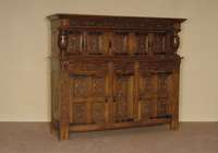 Aufsatzschrank, nach altflÄmischem Vorbild, um 1900, Barockstil, Eiche massiv, Front und Seiten auf Rahmen gearbeitet, FÜllungen reich ...
