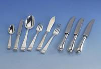 6 Menuemesser und 1 FrÜhstÜcksmesser, Hugo Leven, 800er Silber, Koch & Bergfeld um 1902, Klingen erneuert, 1 Klinge lose, reiner Jugendstil, ...
