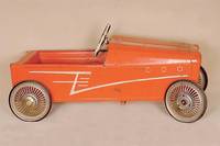Tretauto, Zerpedo, deutsch, 50er Jahre, rot lackiert, Alters- und Gebrauchsspuren, L. ca. 91 cm, selten, sammelwÜrdig