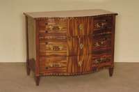 Kommode, deutsch/wohl Hessen, um 1790/1900, geschwungen, Korpus Weichholz, dickes Palisanderfurnier, BordÜren intarsiert in Ahorn und ...