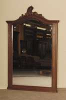 Spiegel, Belgien, um 1880, Louis-Philippe, Aachen/LÜttich, Eiche massiv, facettiertes Glas in breitem Eichenrahmen, Kopfteil geschwungen, mit ...
