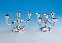 5-flammiger Kerzenleuchter, 925er Silber, gefÜllt, Hermann Bauer, SchwÄbisch GmÜnd, 50er Jahre, H ca. 14 cm