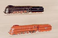 Dampflok mit Tender, MÄrklin, wohl um 1947/48, Spur HO, SK 800, weinrot, nur wenige StÜcke in dieser Farbe bekannt, Lok und Tender mit Insignien ...