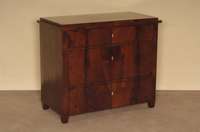 Kommode, deutsch, um 1860, SpÄtbiedermeier, Korpus Weichholz, Mahagoni- bzw. Pyramidenmahagonifurnier, z.T. doppelt gespiegelt, 3-schÜbig, ...