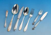 50-teiliges Besteck, um 1911/12, Bruckmann & SÖhne, 800er Silber, Bes.-Monogr. SB, best. aus: 12 Messer (Griffe gefÜllt, Klingen Stahl), 12 ...