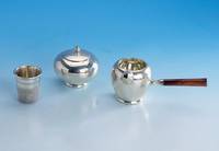 Zuckerdose mit Deckel und Teegießer, 925er Silber, Mexiko 60er Jahre, total ca. 400 g