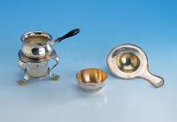 StÖvchen mit ButtertÖpfchen, Grimmiger SchwÄbisch GmÜnd, 835er Silber, Ebenholzgriff, H ca. 10 cm