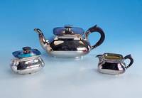 Kaffeekanne, Zuckerdose und Sahnegießer, BSF fÜr Rave/MÜnchen, 925er Silber, 1938, reine Treibarbeit, elegante, zeitlose Form, ...