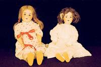 Porzellankopfpuppe, Armand Marseille, um 1910, A 5 M, MassegliederkÖrper, blaue Paperweightaugen, offener Mund, vier ZÄhne oben, dunkelblonde ...