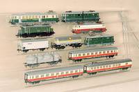 Großes Konvolut Fleischmann, 60er Jahre, Spur HO, bestehend aus: 9 E-Loks, darunter 5 StÜck der Firma Hag, 4 x Fleischmann, 14 GÜterwagen, 10 ...