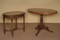 Salontisch, deutsch, um 1900, Barockstil, Fuß Mahagoni massiv, 3 Ausladungen, doppelt geschwungen, gerieft, Akanthusblattverzierung, ...
