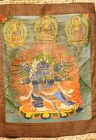 Mandora, Tibet, um 1900, ca. 108 x 94 cm, Schätzwert: 1400.- EURO, EHZ: 4 bemalt. (Wandbehang), Selten und Sammelwürdig.