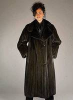 Wende-Nerzmantel, Gr. 46/48, dunkel- braun, 2 Einschubtaschen, Kragen mit KnÖpfen, RÜckenl. ca. 123 cm, Wendeseite mit Leder/ Stoff-Kombination