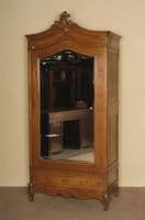 Kleider- bzw. WÄscheschrank, Belgien, um 1900 , Louis Philippe, Eiche massiv, eintÜriges MÖbel mit eingefaßtem facettiertem Spiegelglas , ...