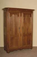 Schrank, Frankreich/Lothringen, um 1830, Barock, Eiche massiv, zweitÜriges MÖbel, TÜrinlets eingefaßt in Rahmenkonstruktion, geschwungene ...