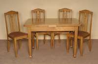 Ausziehtisch und 4 StÜhle, deutsch, um 1910, Eiche massiv, starker Einfluß von Darmstadt, zweckmÄßig, zeitlos, wohnfertig, Tisch ca. 79x120x84 ...