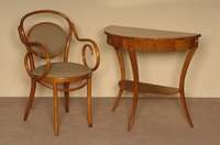 Stuhlsessel, im Stil von 1900, nach Thonet -Vorbild, Bugholz, in Kirschbaum gebeizt, restauriert, neu gepolstert, Holz bearbeitet, wohnfertig, ca. ...