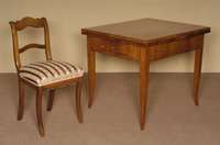 4 SpÄtbiedermeierstÜhle, deutsch, um 1870, Nußbaum massiv, elegante LinienfÜhrung, schÖne Spannung, komplett restauriert, neu bezogen, leichte ...