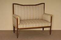 2-sitzer Sofa, deutsch, um 1900, Empirestil, Palisander massiv, z.T. furniert, konische FÜße, eingelegt mit Intarsien, Rahmen mit Fadenintarsien, ...